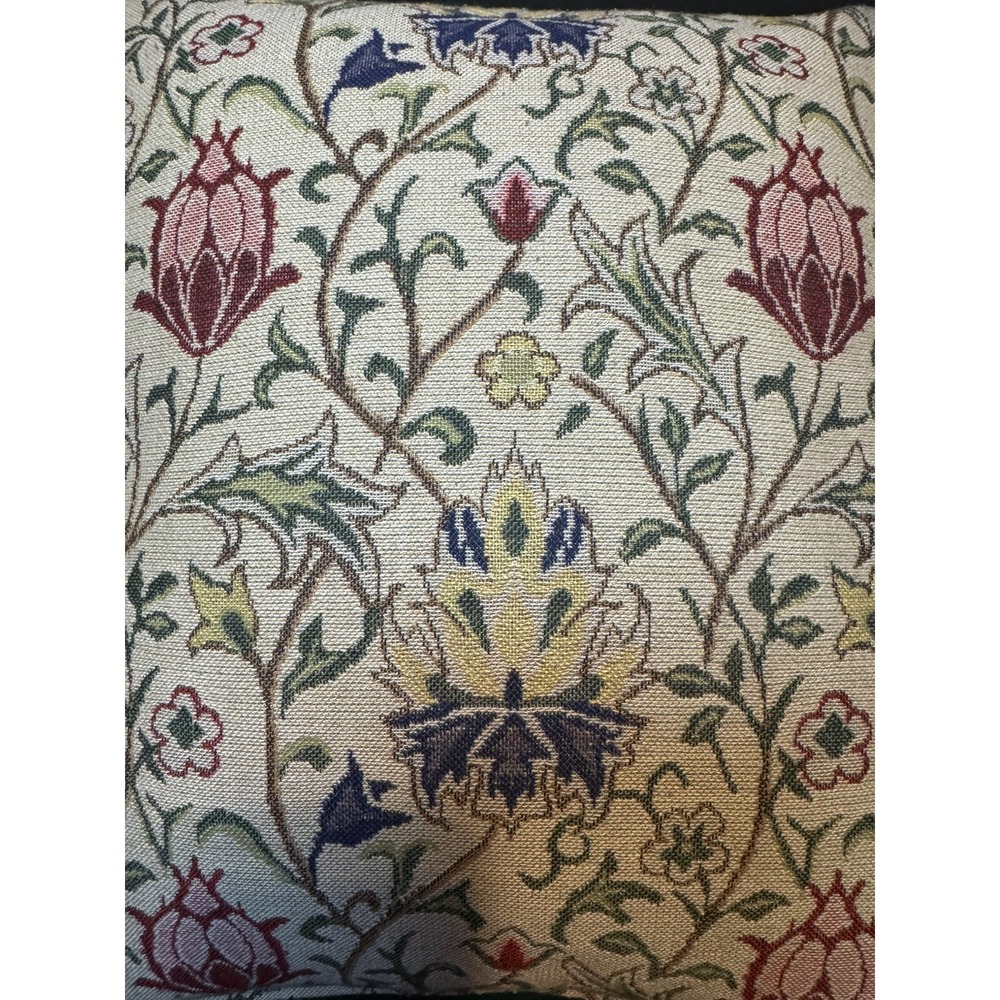 Morris Rambling Rose Tapestry Cushion with Feather Filler Pillow - Picture 2 of 6
